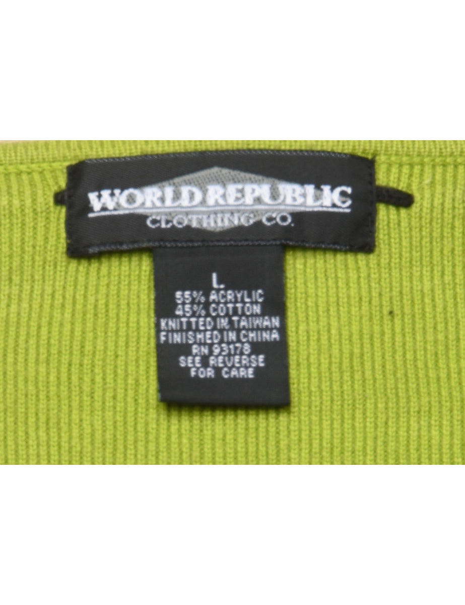 Lime Green Fine Knit Jumper - L