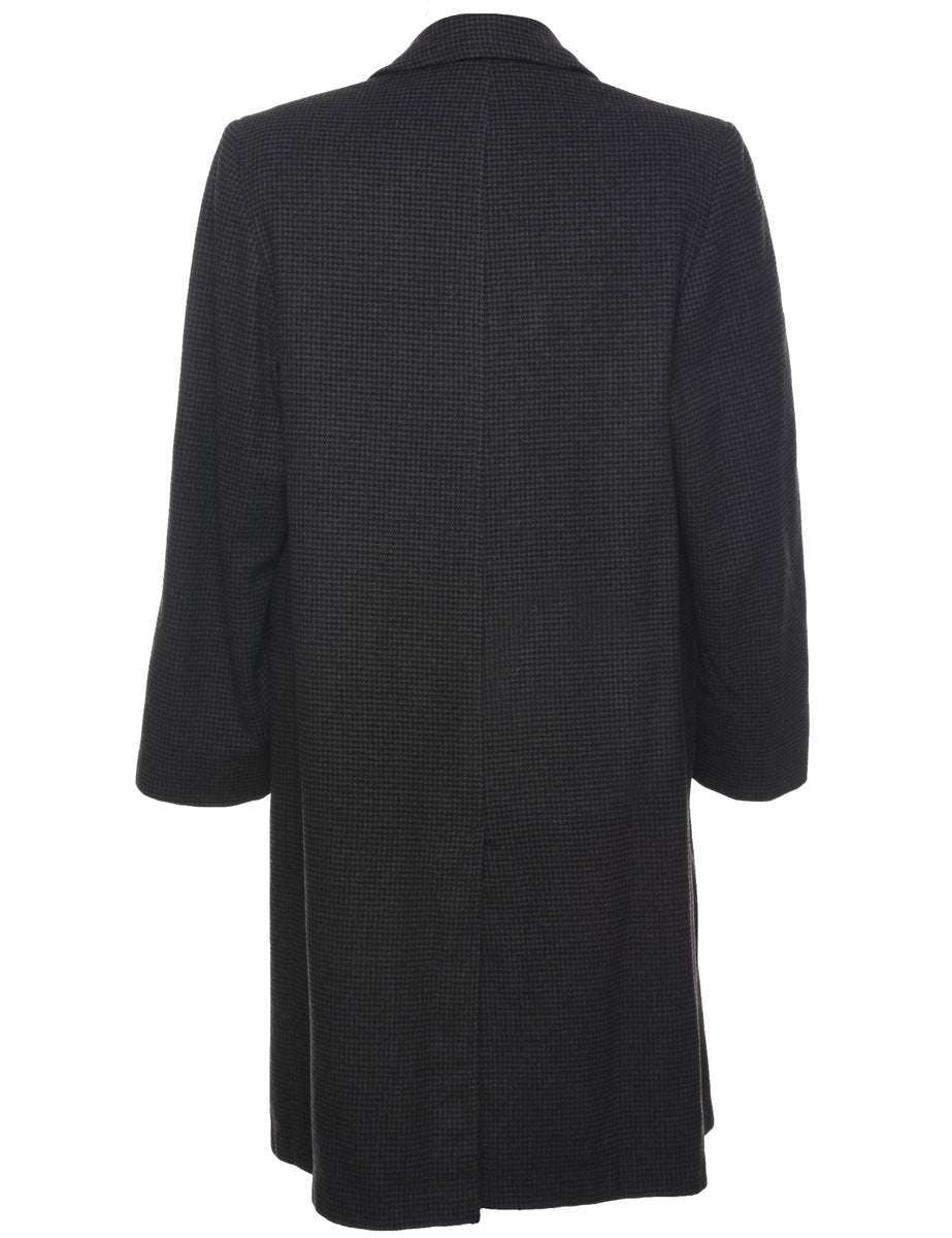 Checked Wool Coat - L