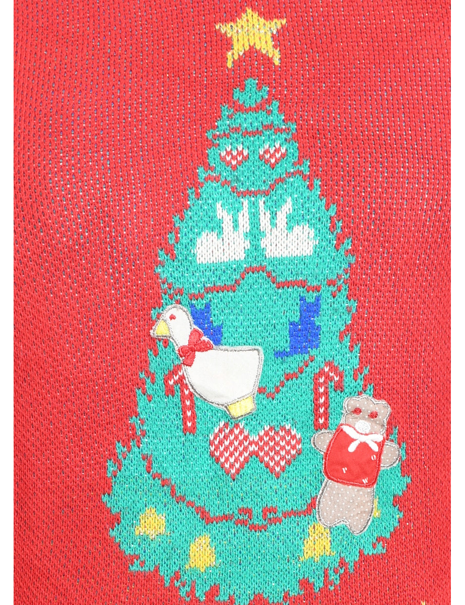 Christmas Tree Print Jumper - M