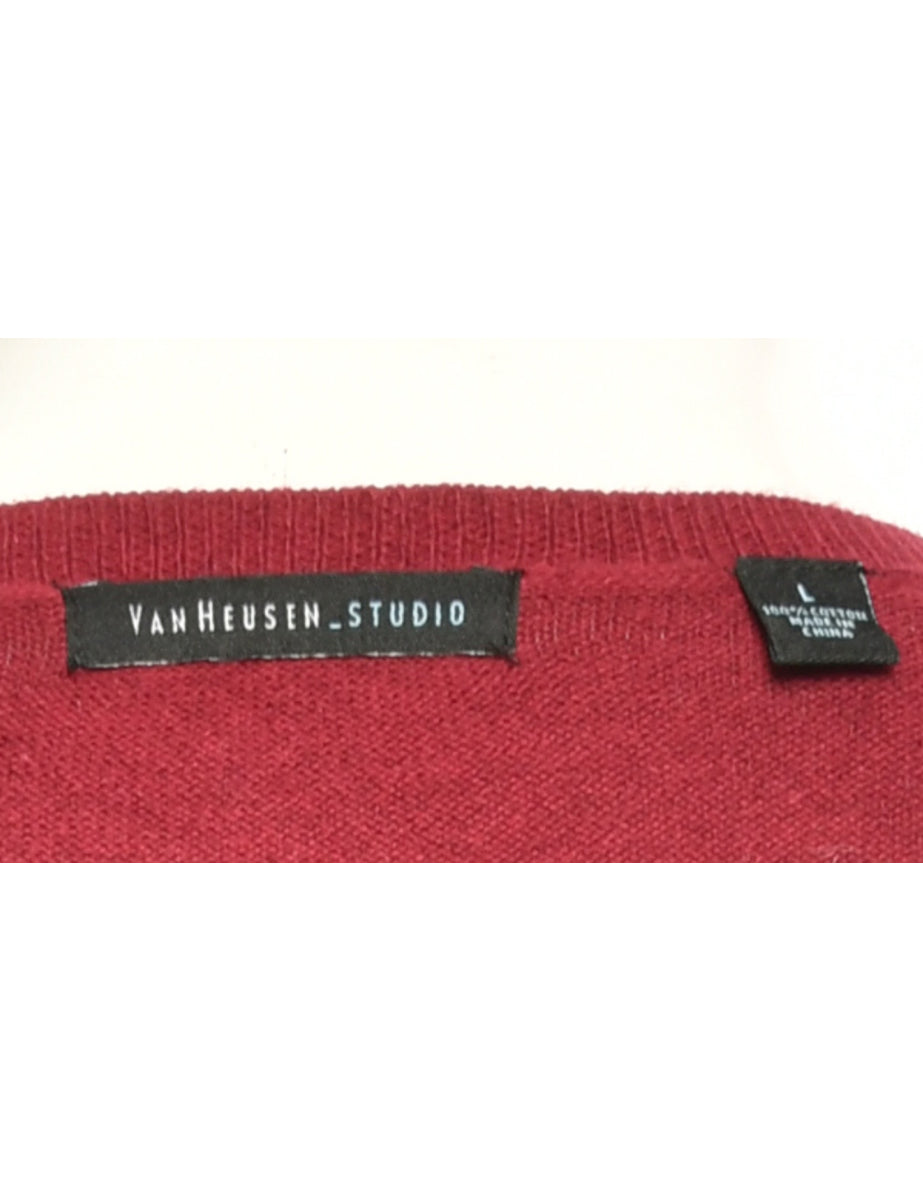 Maroon Van Heusen Argyle Jumper - L