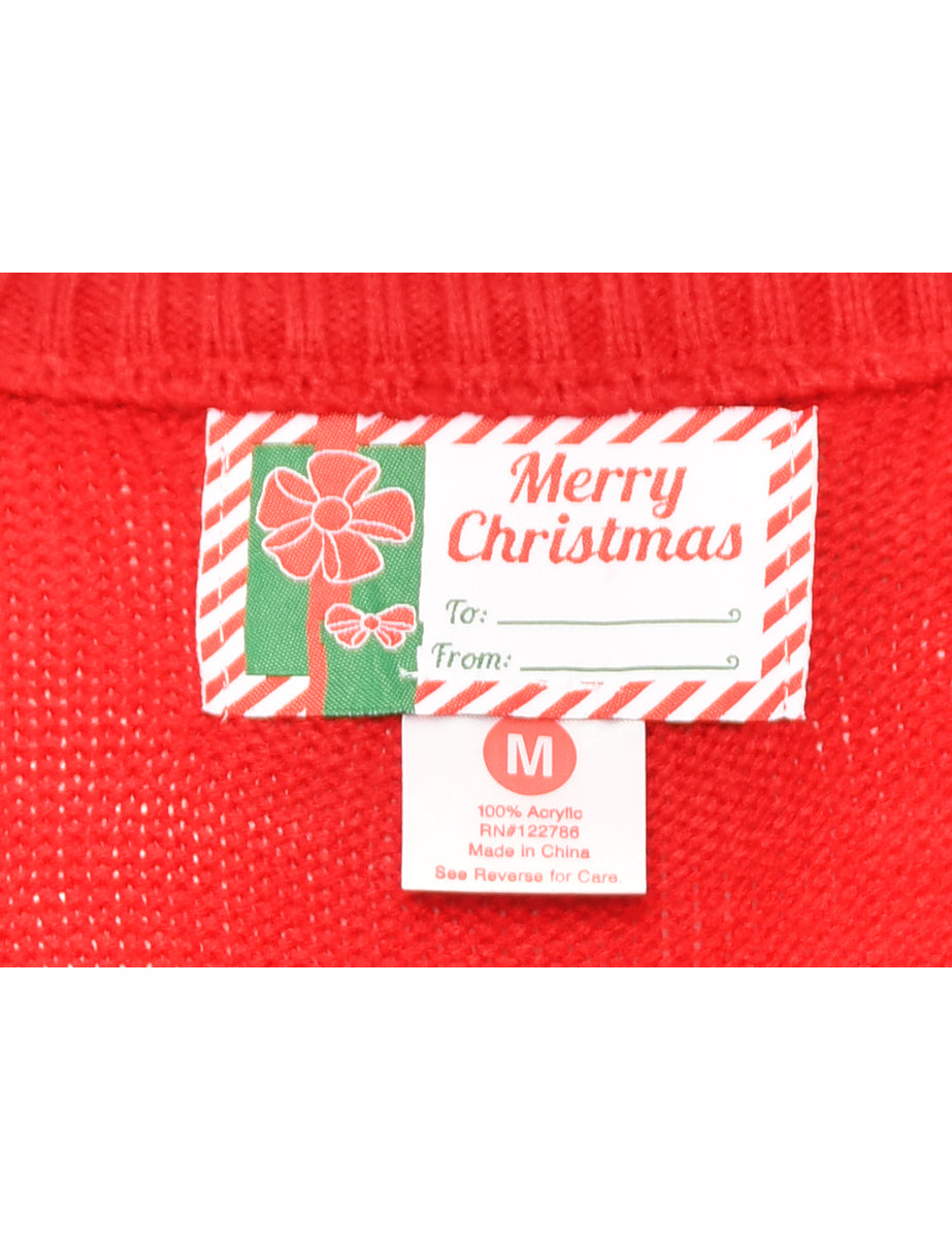 Red & White Classic Christmas Jumper - M