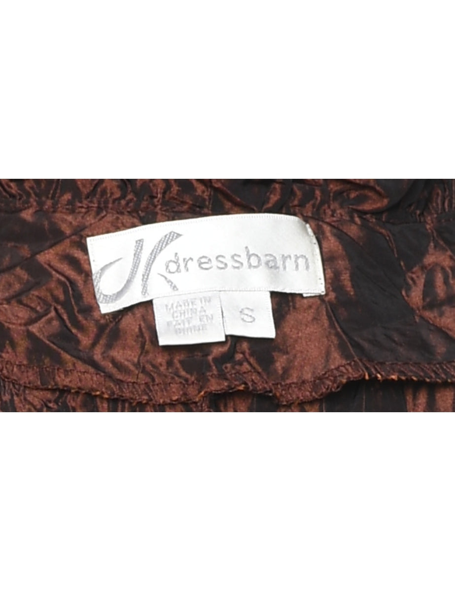Dark Brown Metallic Crinkled Evening Jacket - S
