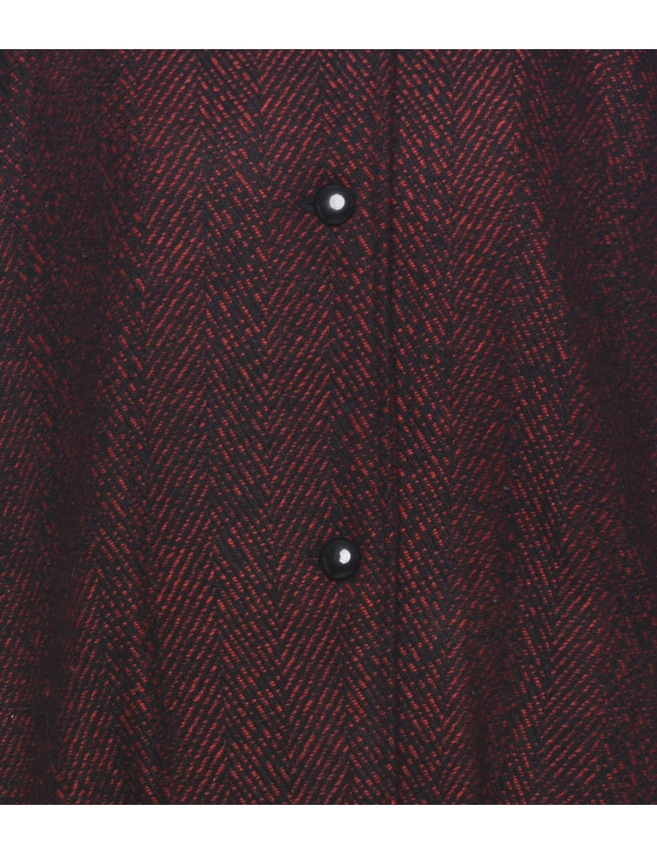 Herringbone Tweed Wool Coat - M