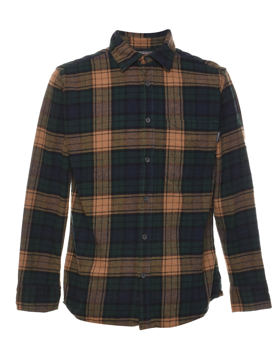 Eddie Bauer Beige & Black Flannel Shirt - M