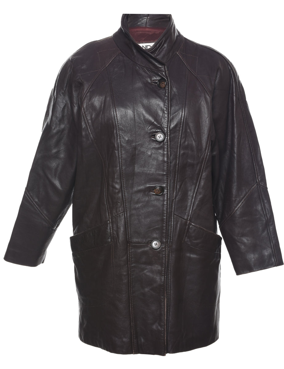 Single Breasted Leather Jacket - S