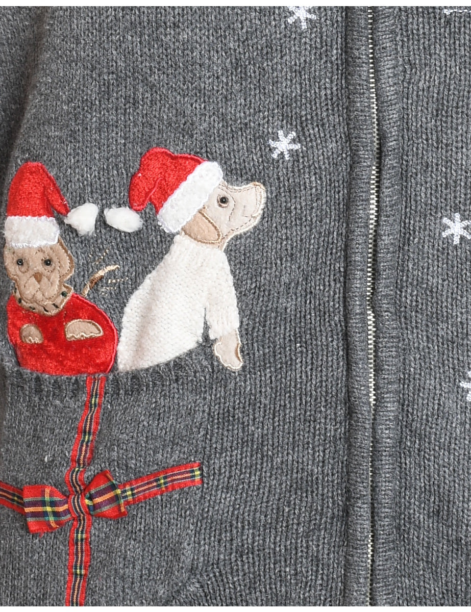 Cute Animal Print Christmas Cardigan - S
