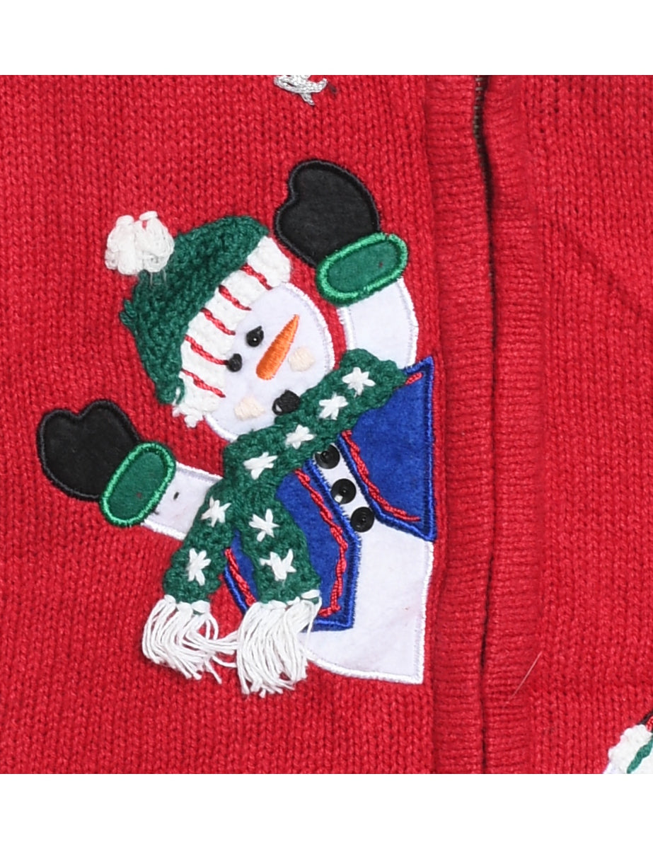 Snowman Christmas Cardigan - M