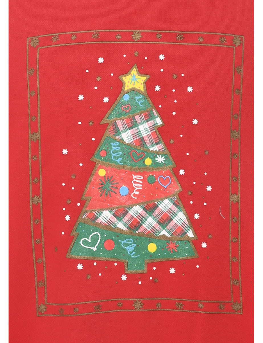 Christmas Tree Print Sweatshirt - XL