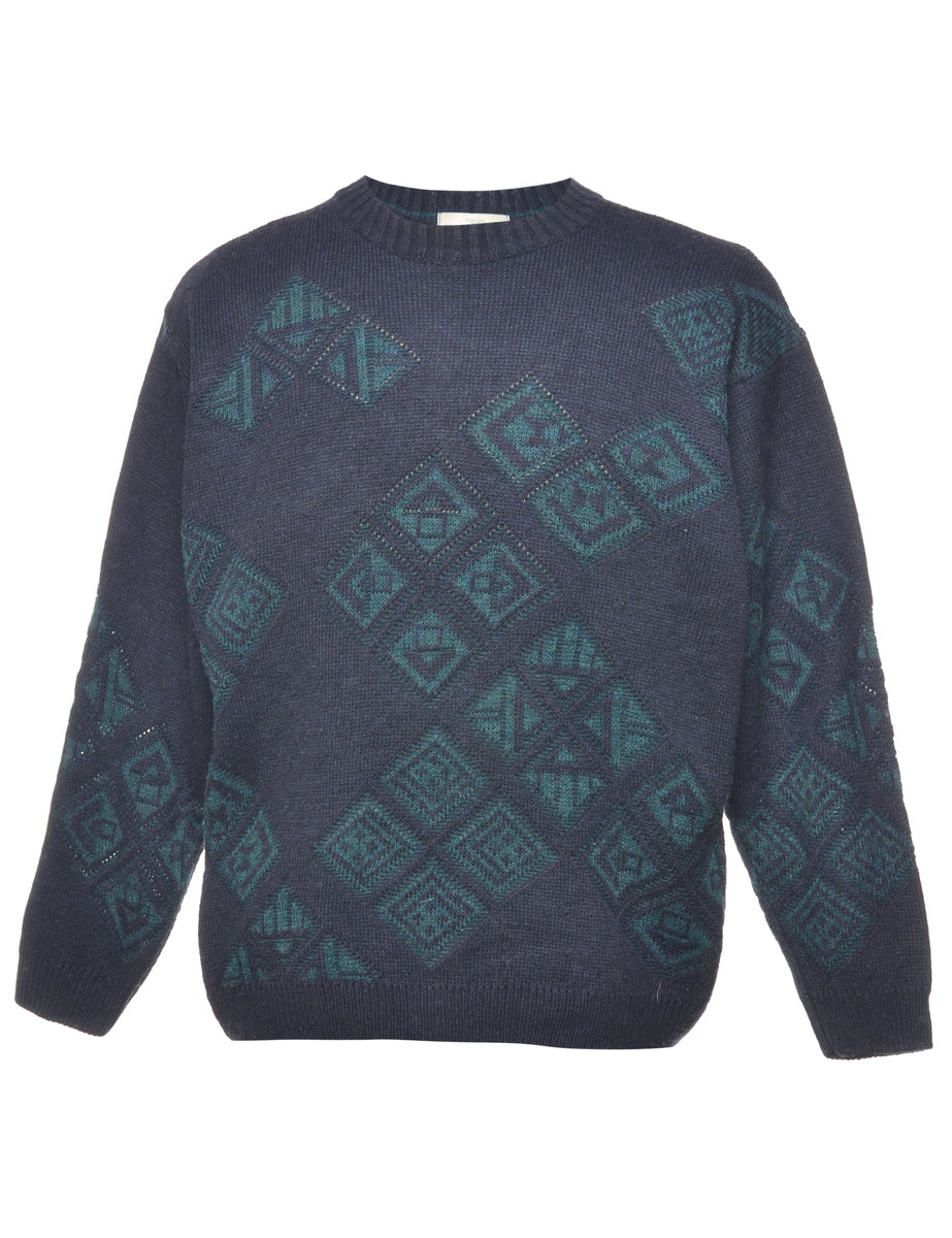 Long Sleeved Navy Jumper - L