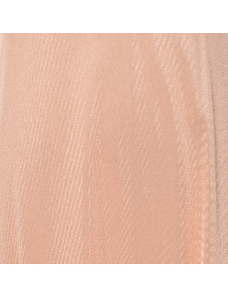 Peach Strappy Ruched Slip Dress - L