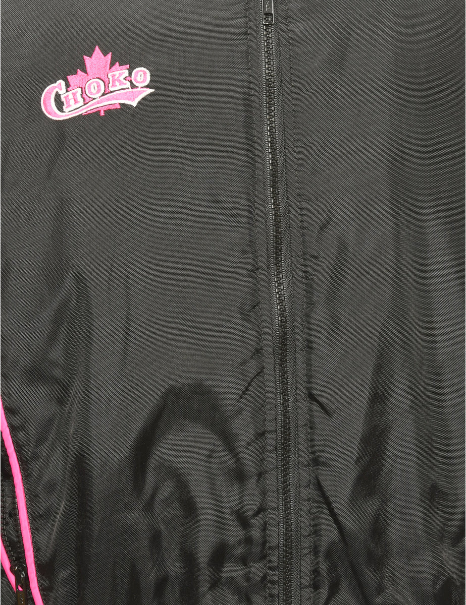 Black & Purple Contrast Ski Jacket - L