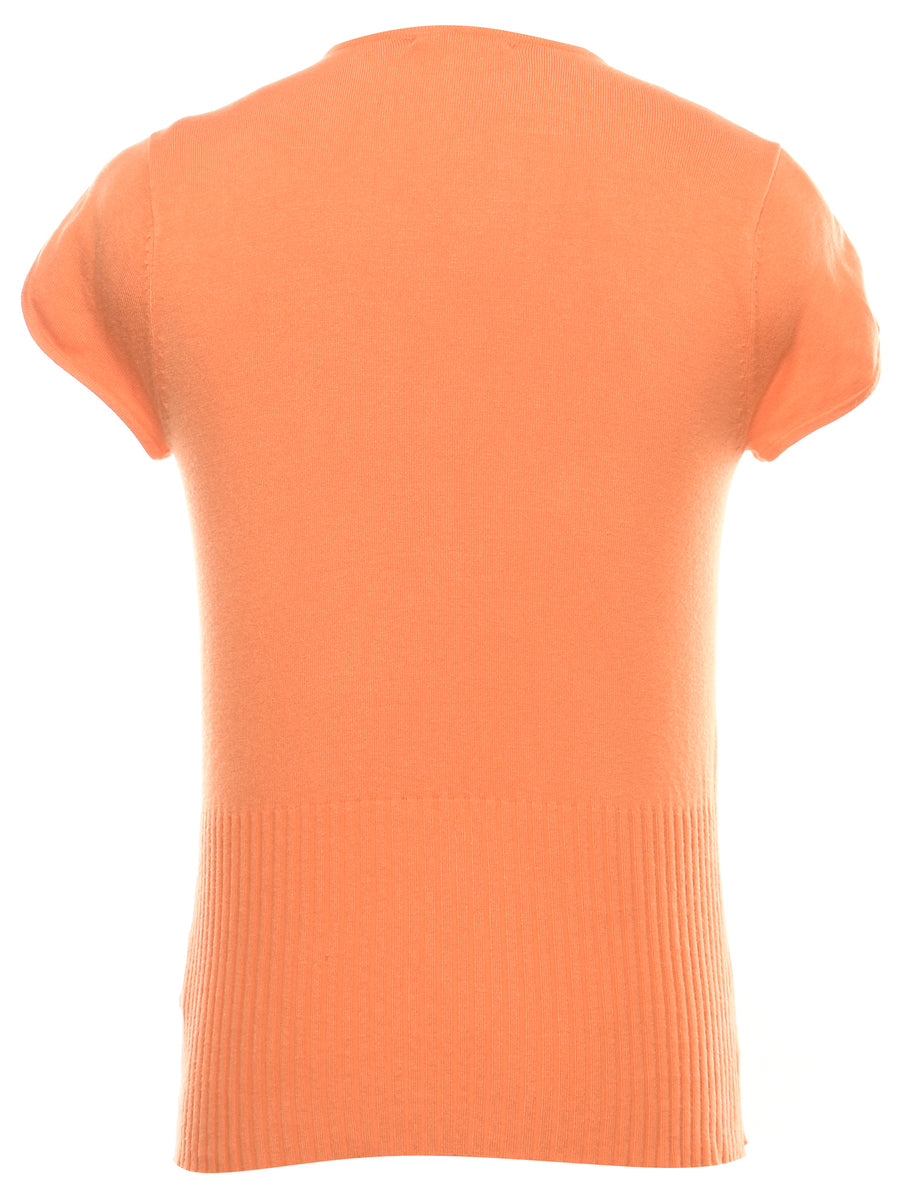 Cap Sleeved Orange Cardigan - S