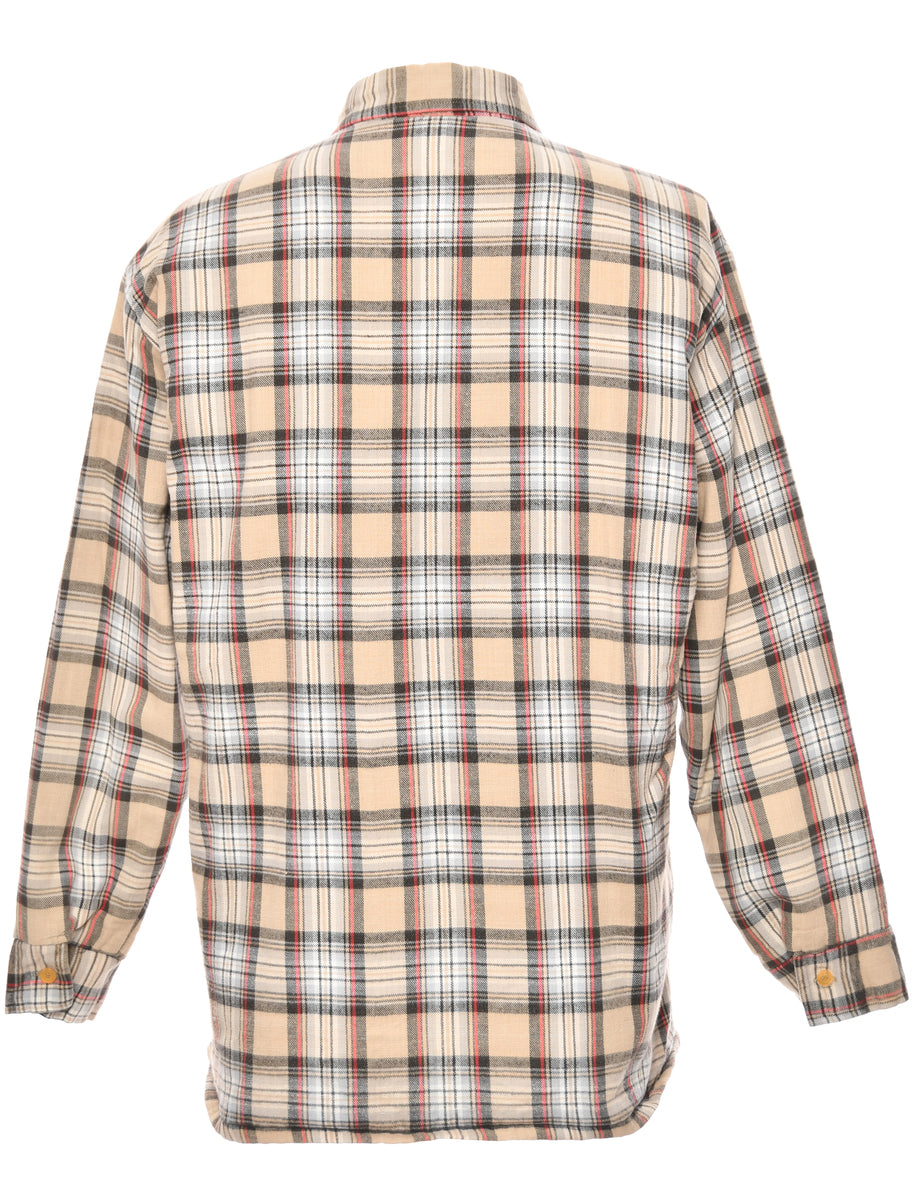 Long Sleeved Light Brown Checked Shirt - L