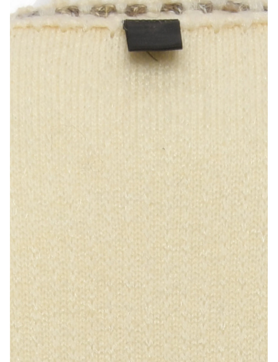 Button Front Cream Cardigan - M