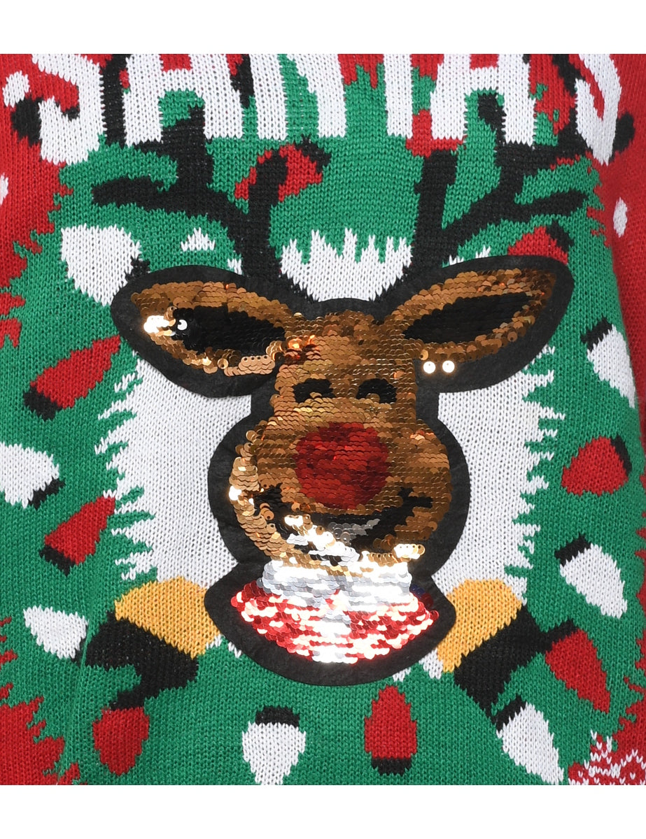 Reindeer Christmas Jumper - L