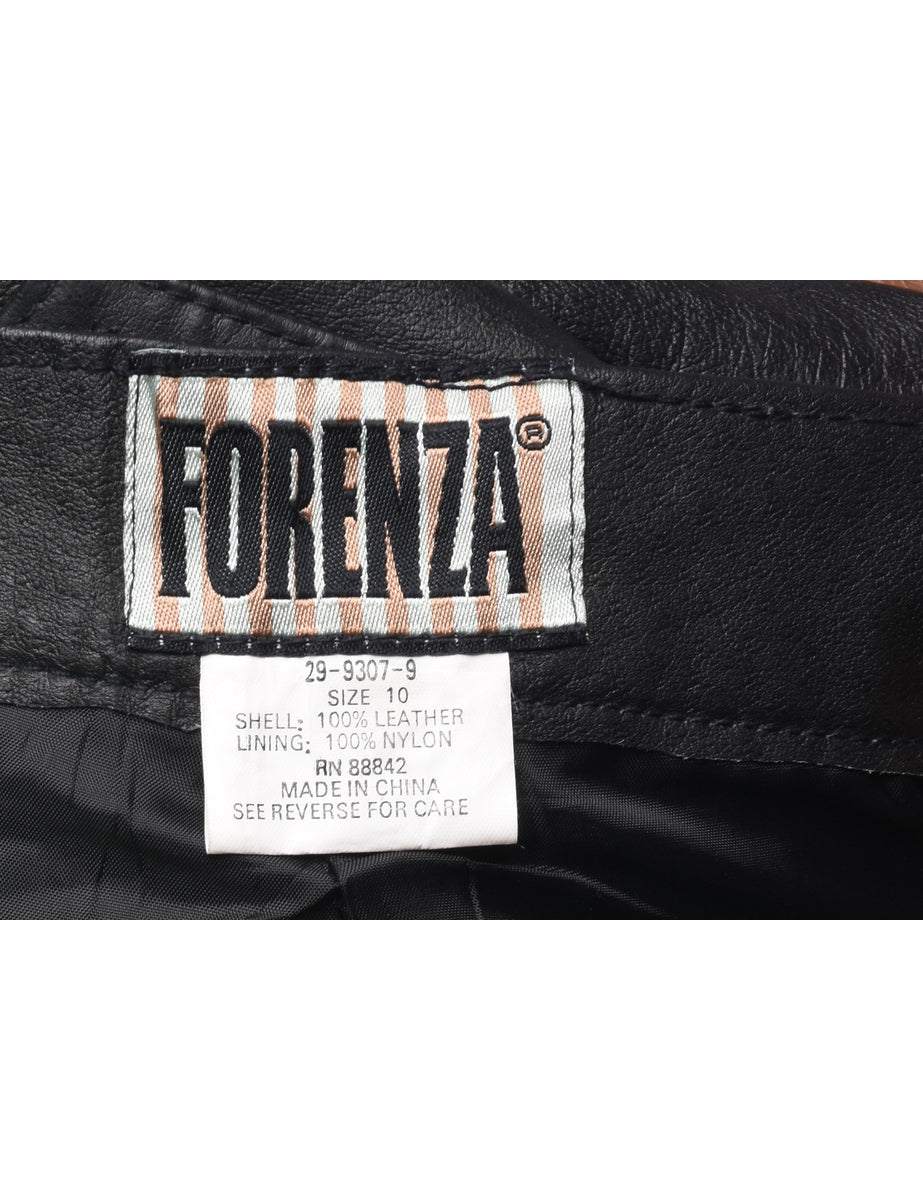 Black Leather Trousers - W29 L28