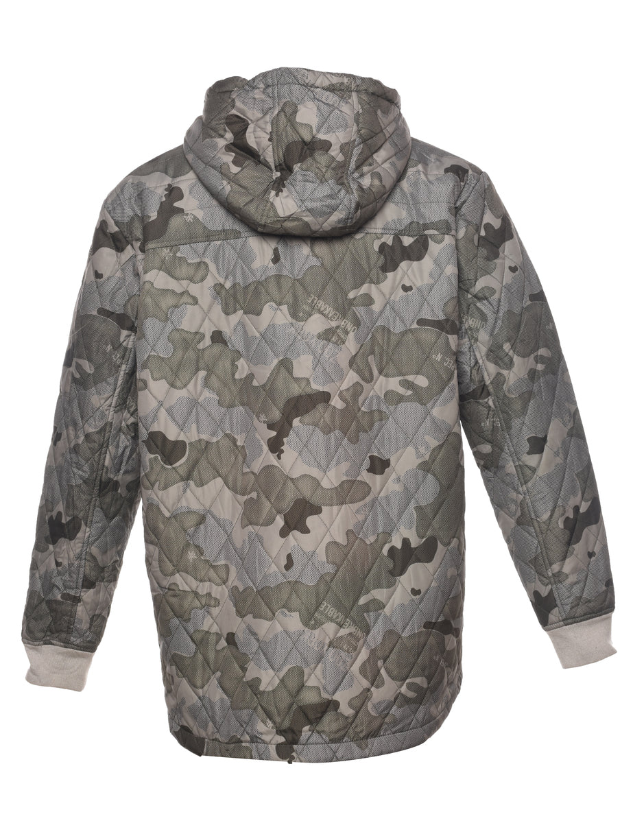 Camouflage Print Puffer Jacket - L
