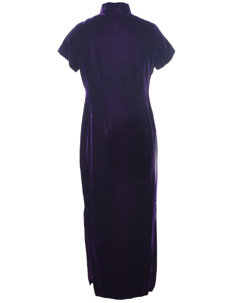 Velvet Purple Evening Dress - M