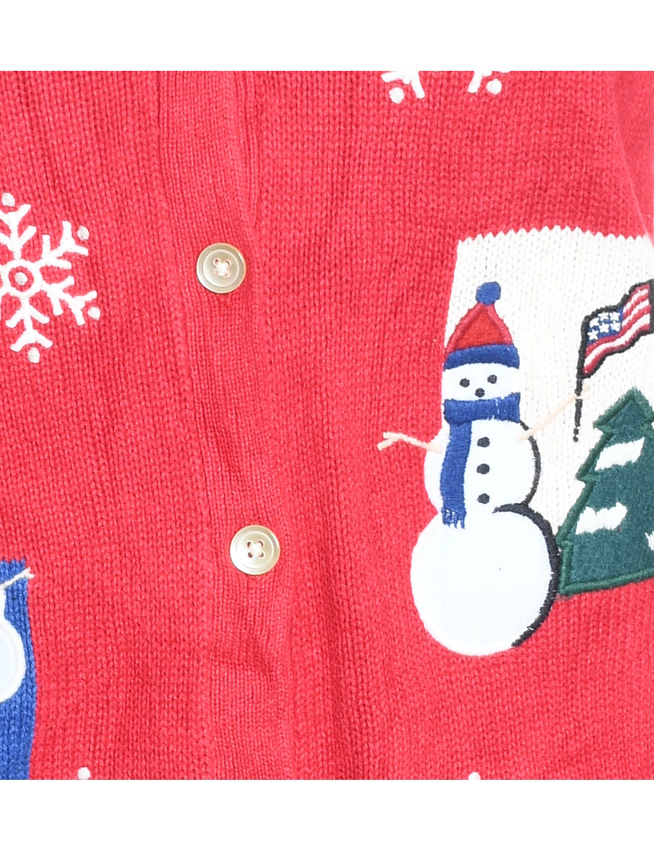 Snowman Christmas Cardigan - M