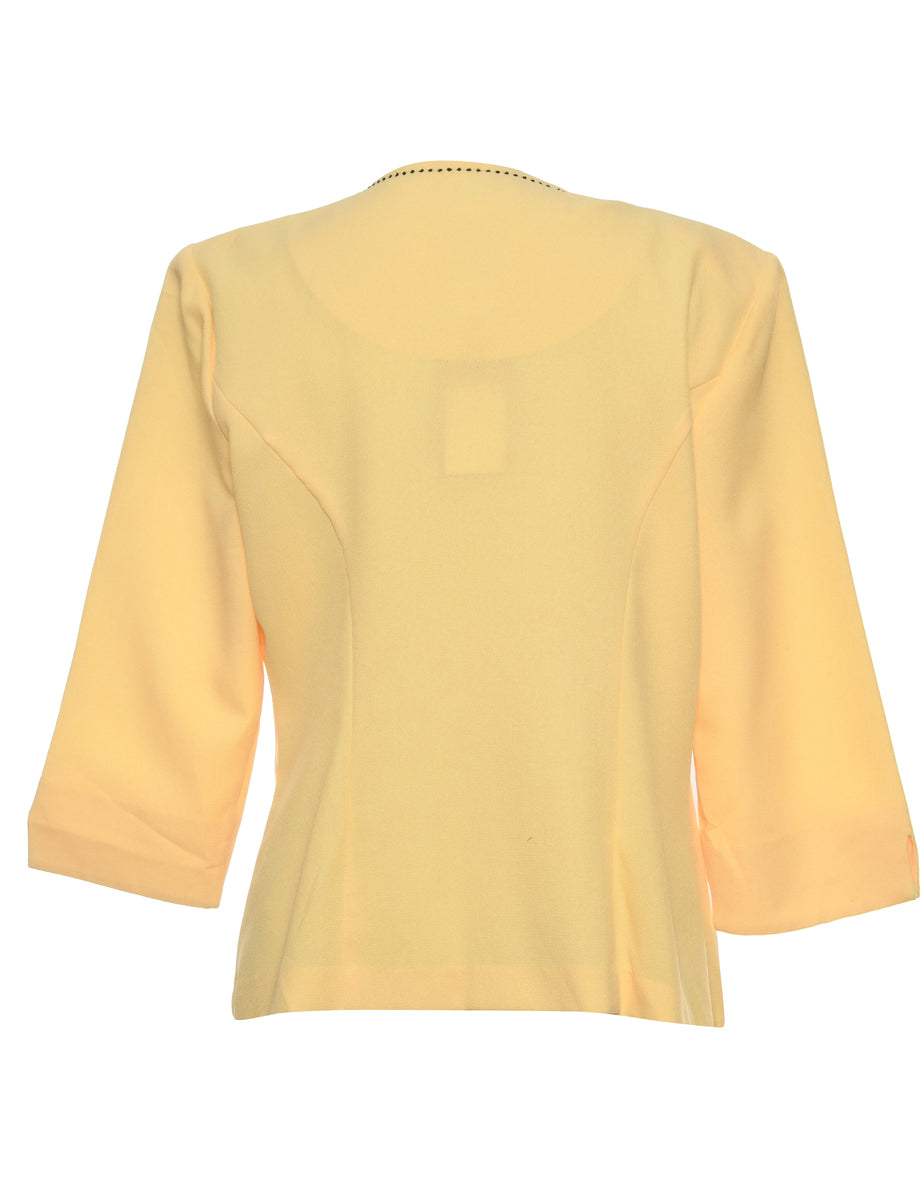 Pale Yellow Contrast Stitch Jacket - M