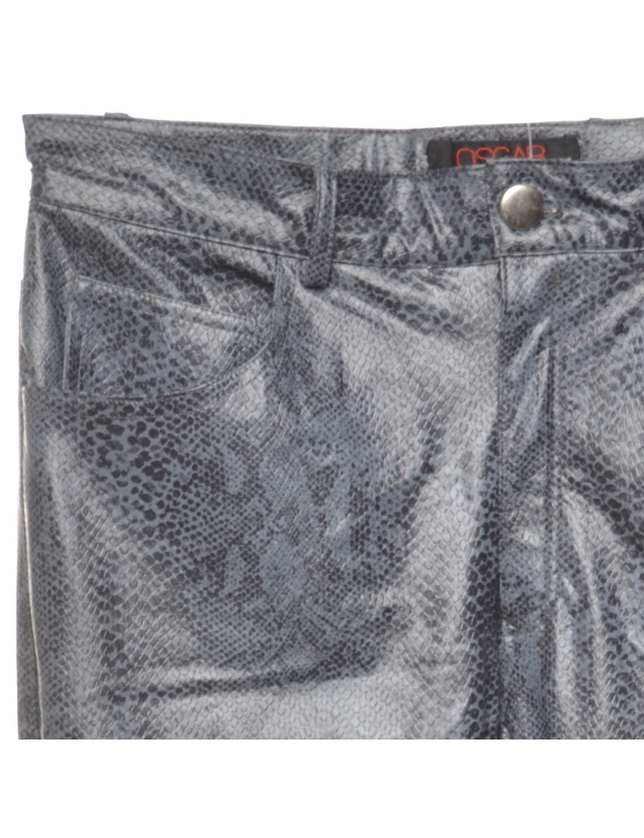 Snakeskin Pattern Faux Leather Trousers - W29 L31