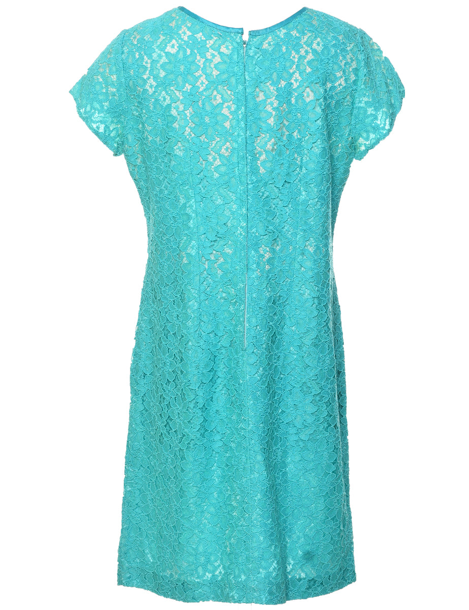 Lace Floral Pattern Dress - L