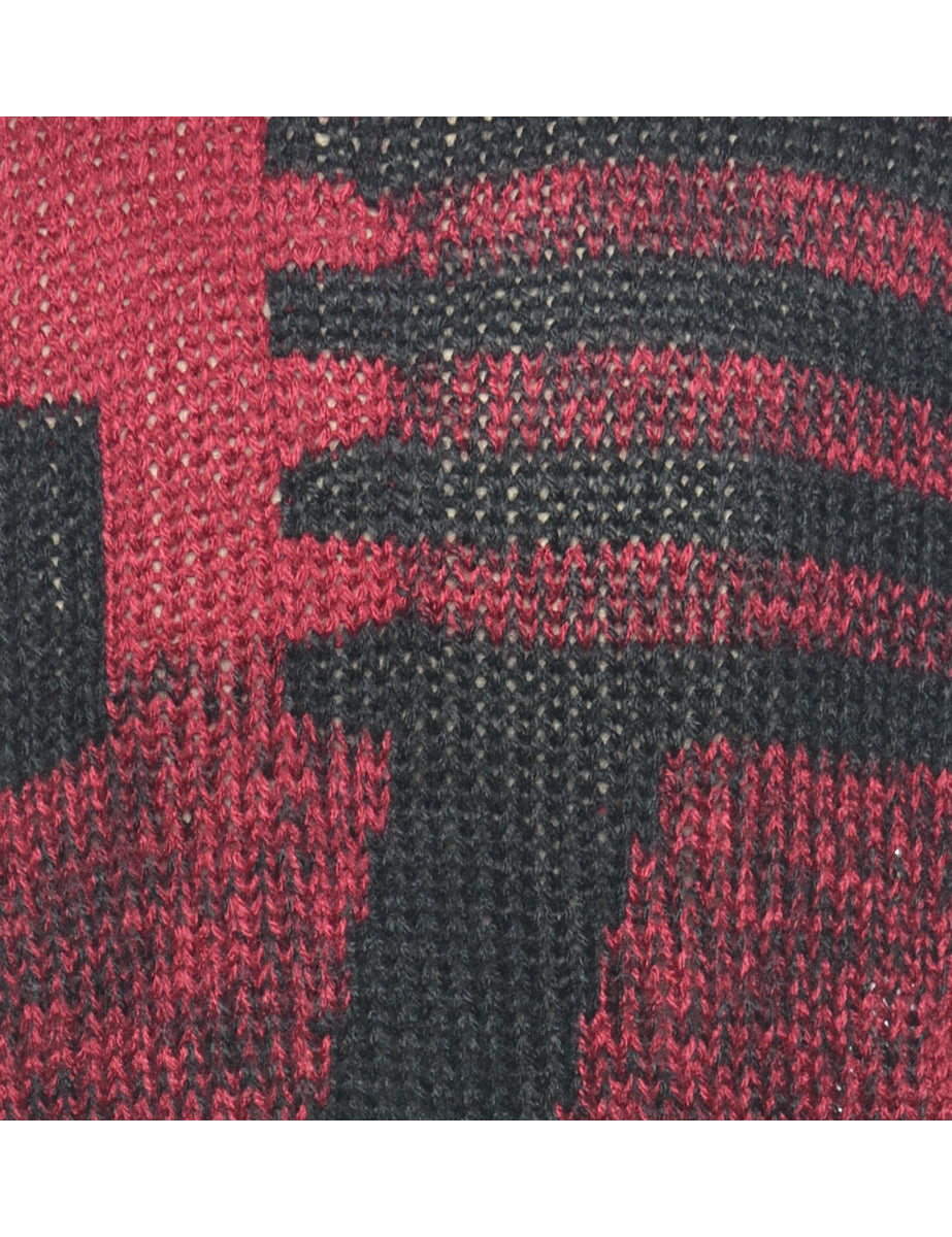 Patterned Maroon Jumper - M