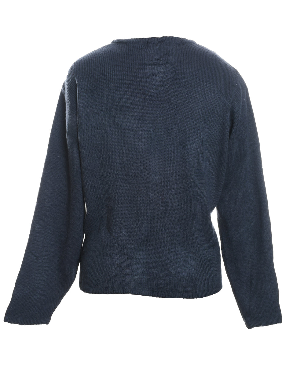 Navy Snowman Design Christmas Cardigan - M