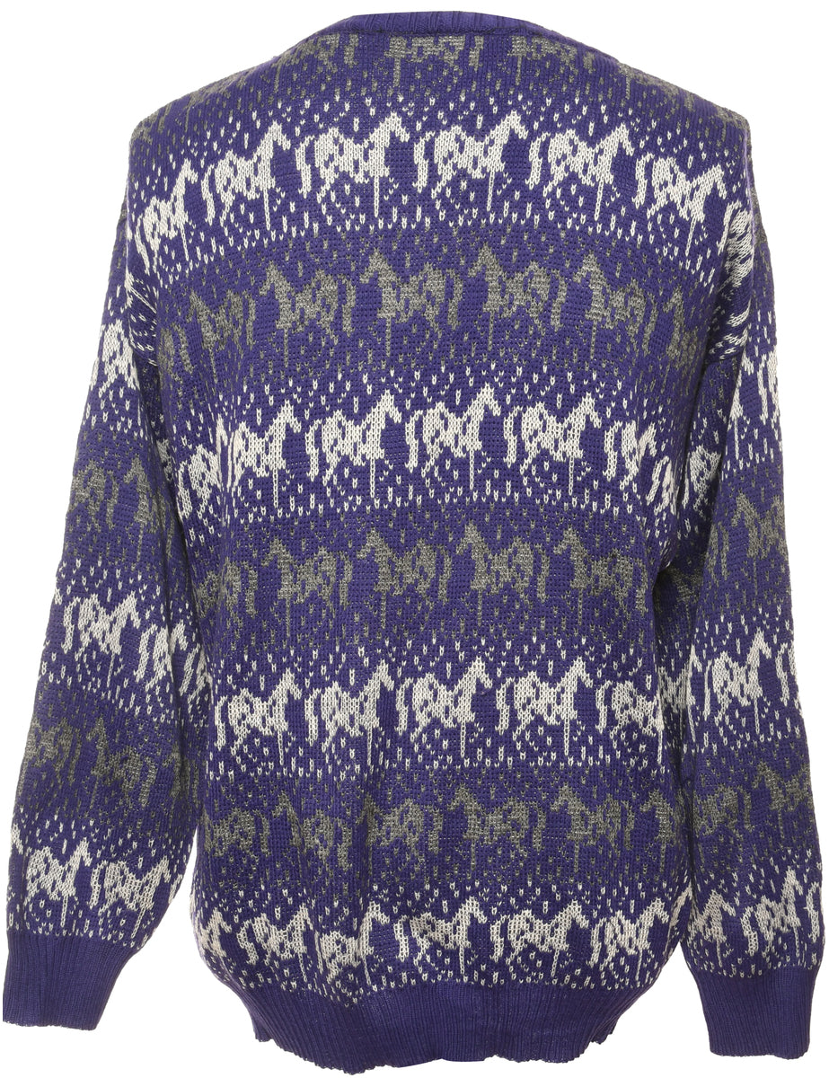 Patterned Purple Jumper - M