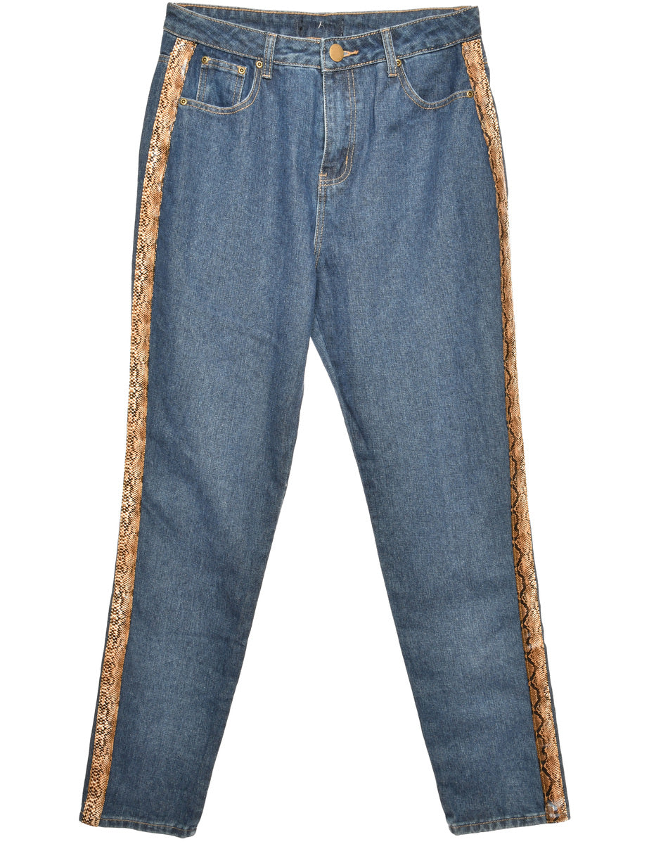 Zip Front Indigo Straight Fit Jeans - W30 L31