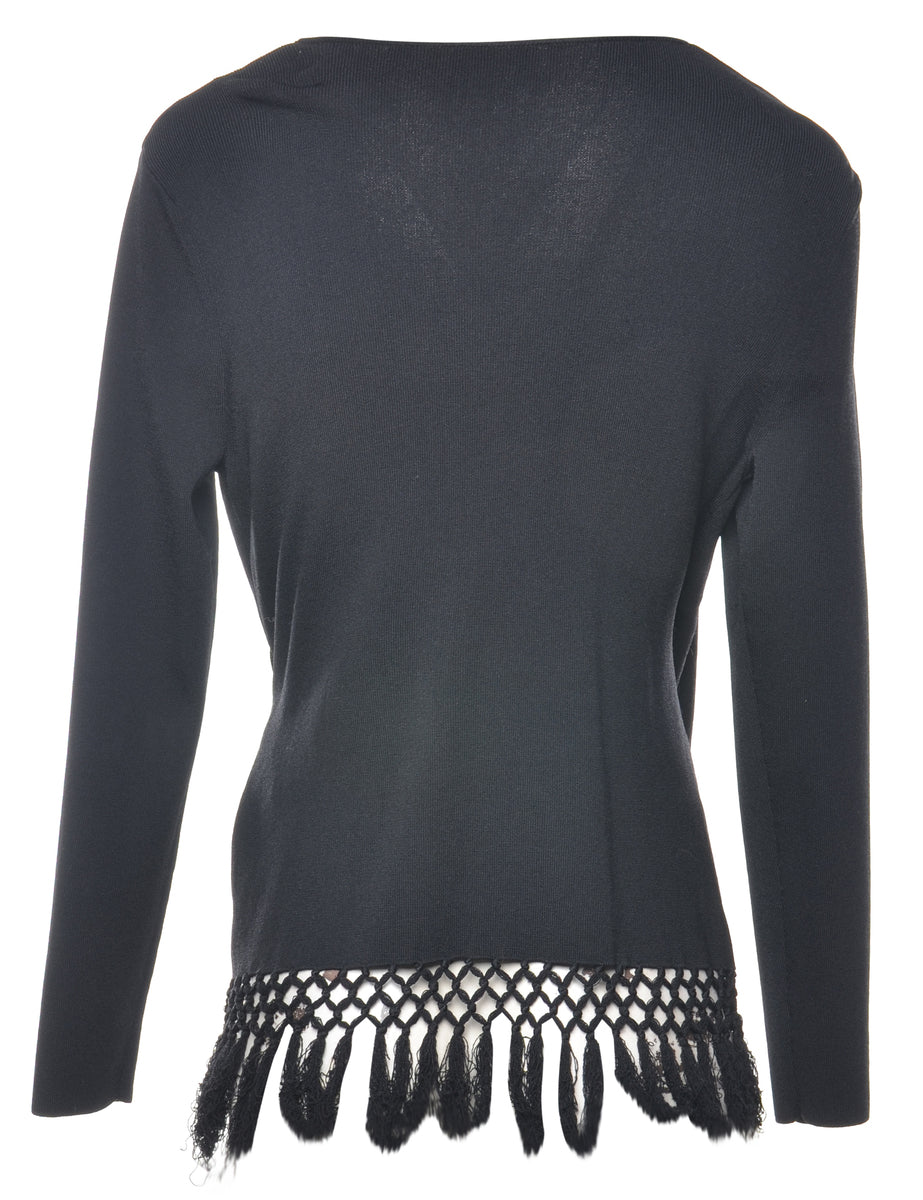 Black Fringing Cardigan - M