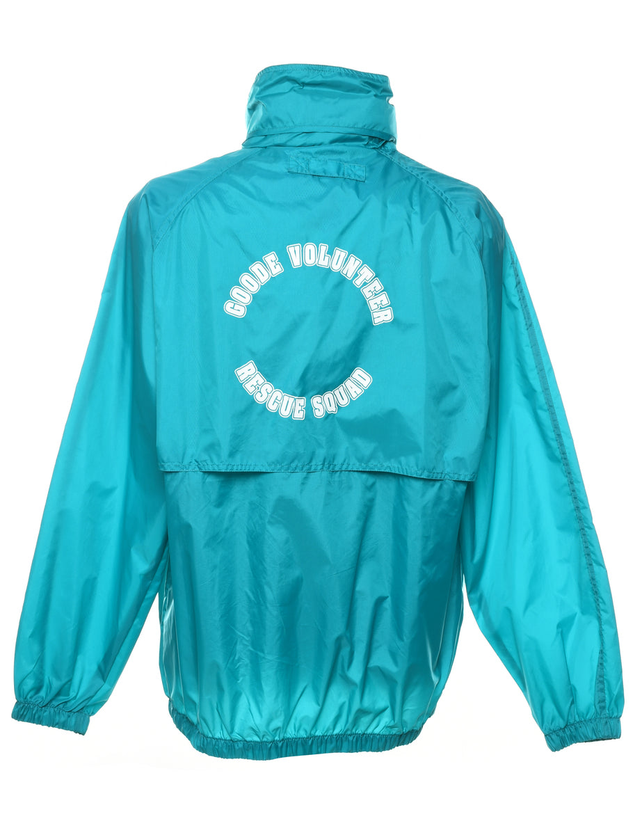 Turquoise & White Rescue Squad Nylon Jacket - L