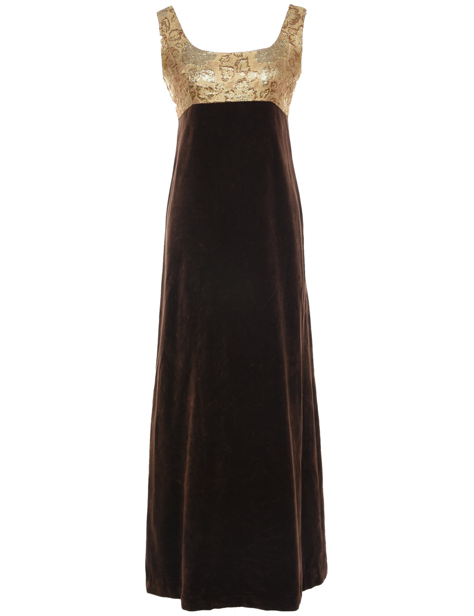 Lurex Thread Pattern Maxi Dress - S