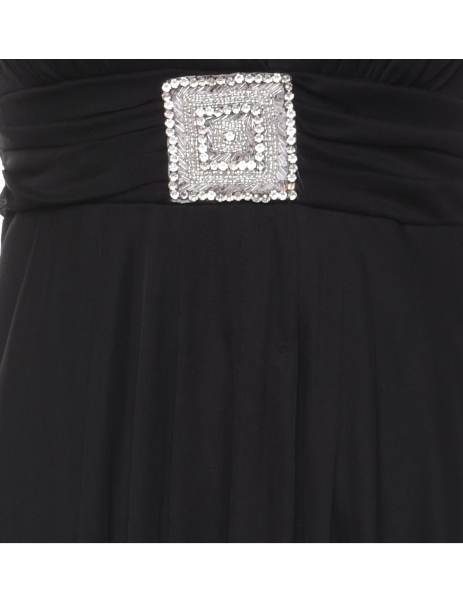 Black Y2K Halterneck Evening Dress - XS