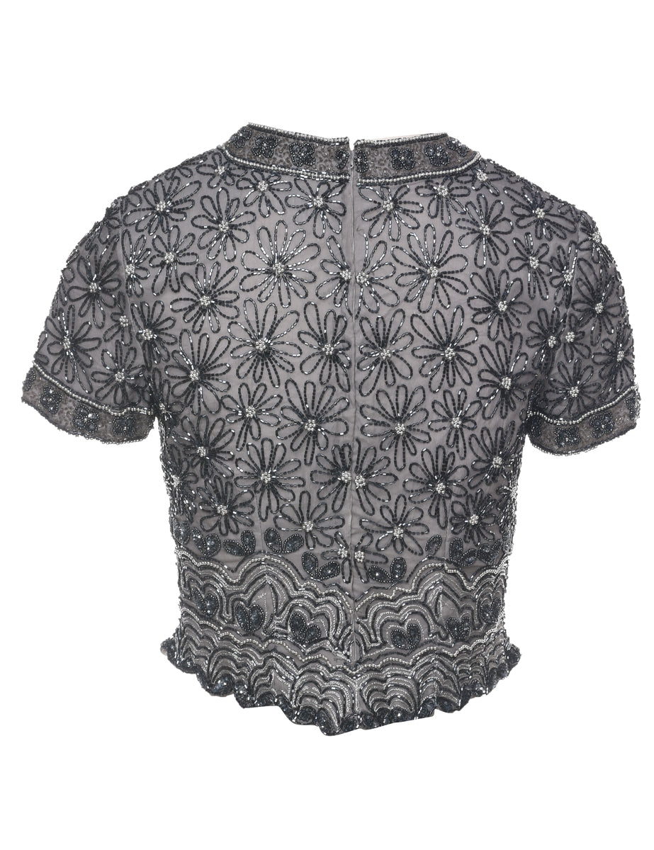 Embellished Silk Party Top - S