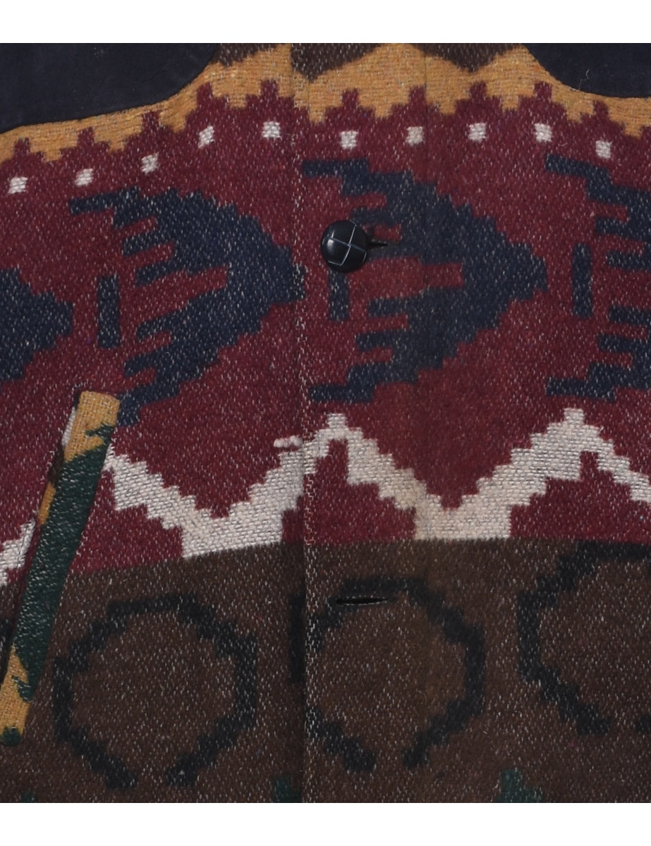 Aztec Print Wool Coat - L