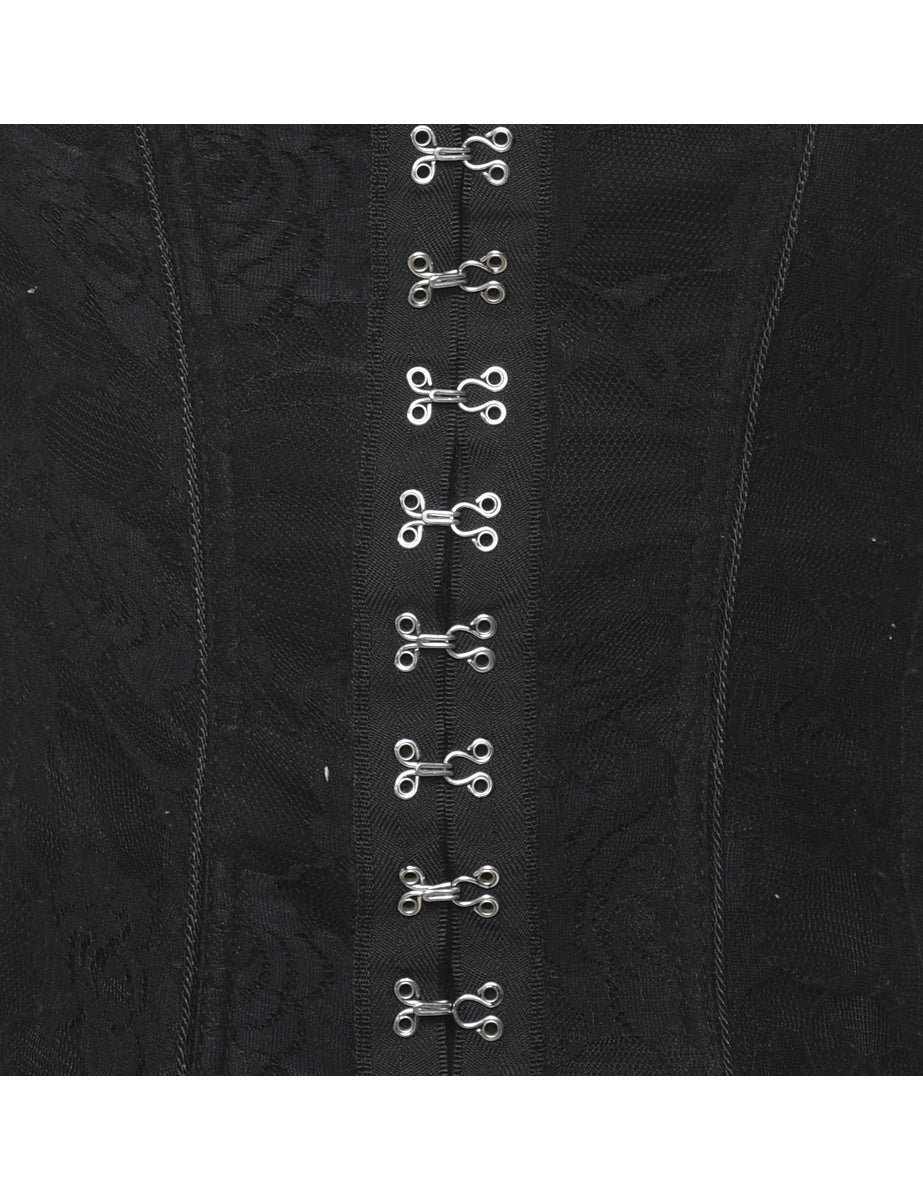 Black Lace Floral Print Corset - M