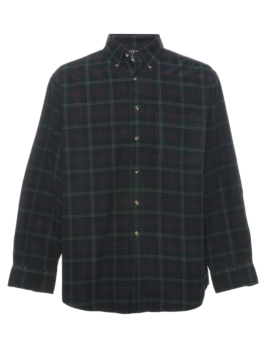 Black Corduroy Checked Shirt - M