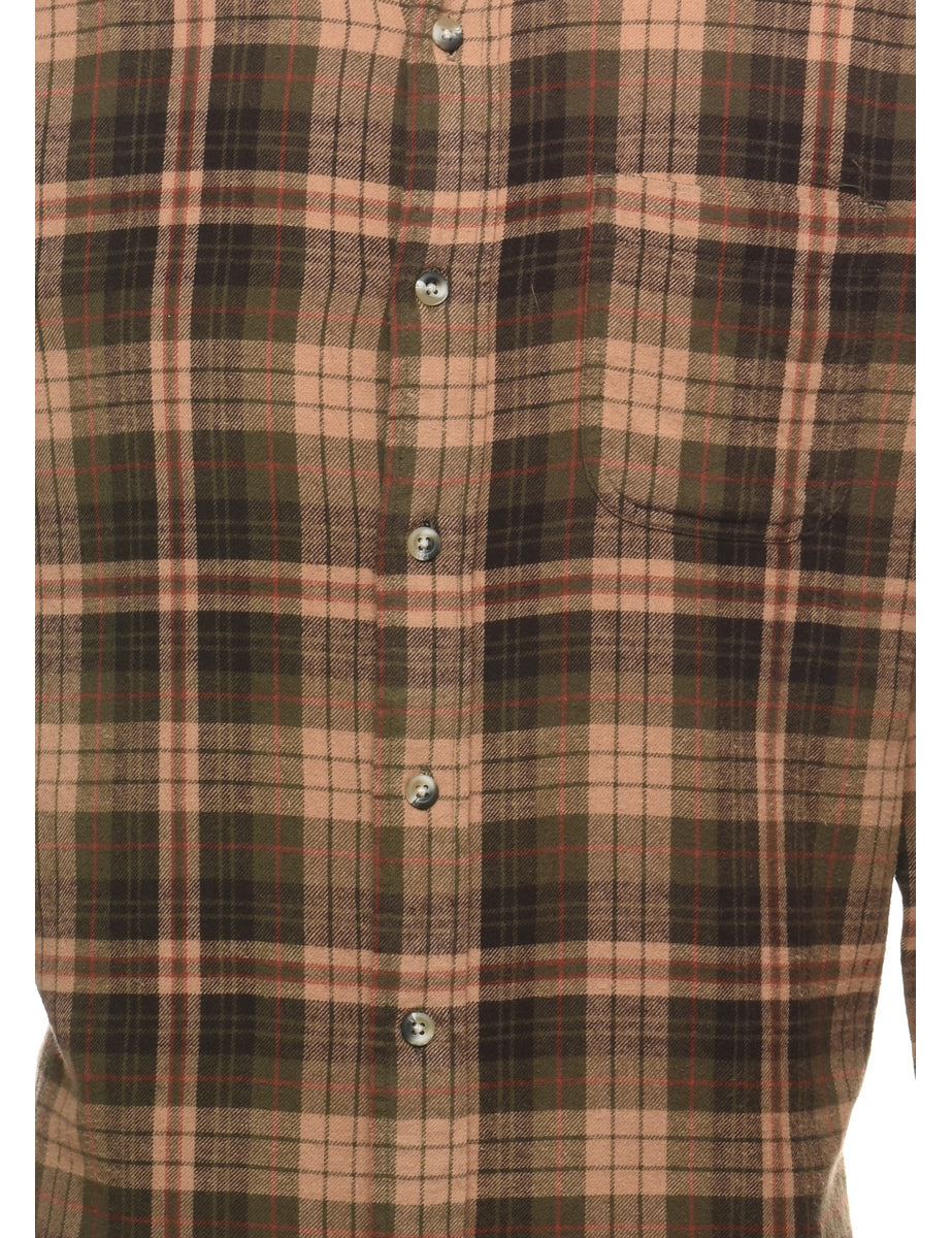 Olive Green Checked Shirt - M