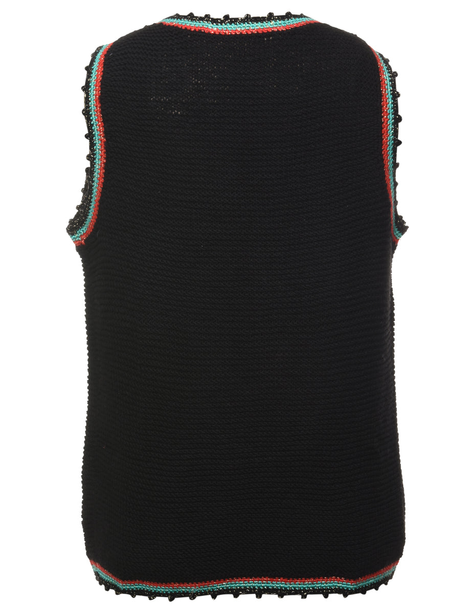 Black Sweater Vest - L