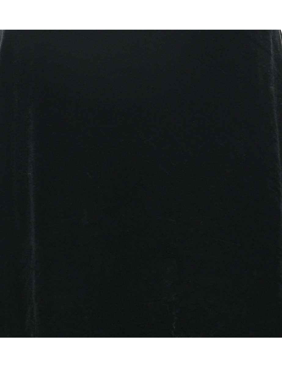 Velvet Black Evening Dress - S