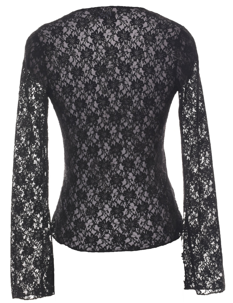 Lace Black Evening Top - S