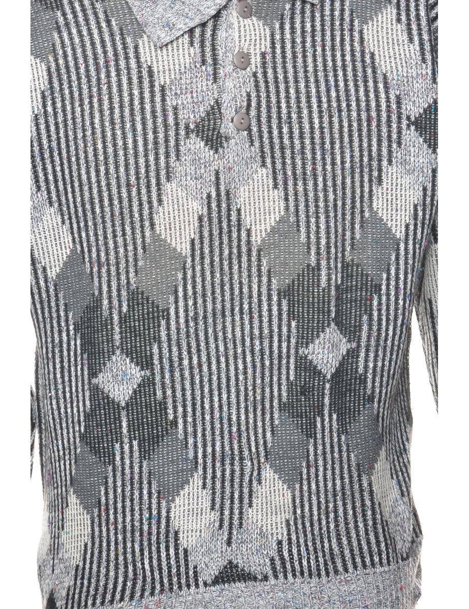 Argyle Grey Jumper - M