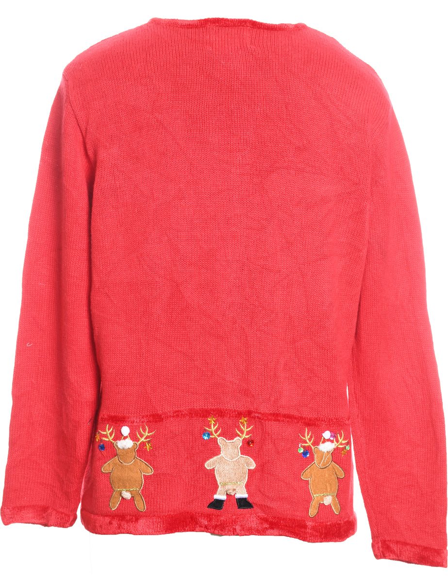 Reindeer Christmas Cardigan - L