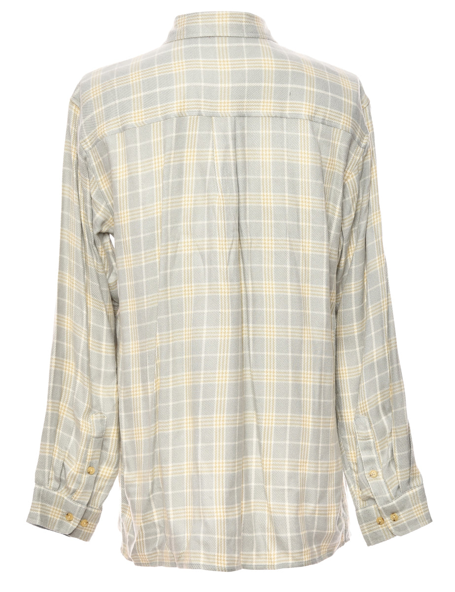 Long Sleeved Grey Checked Shirt - L