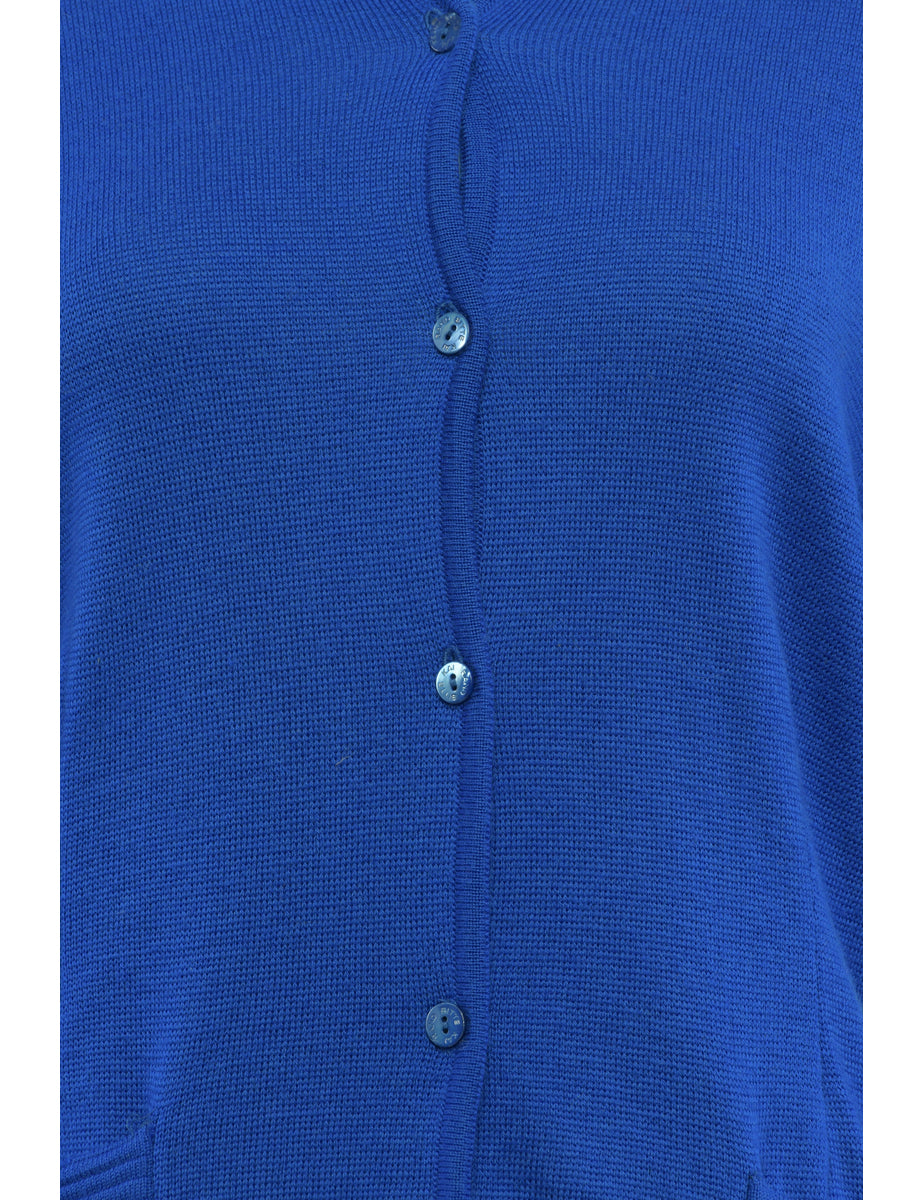 Button Front Blue Cardigan - L