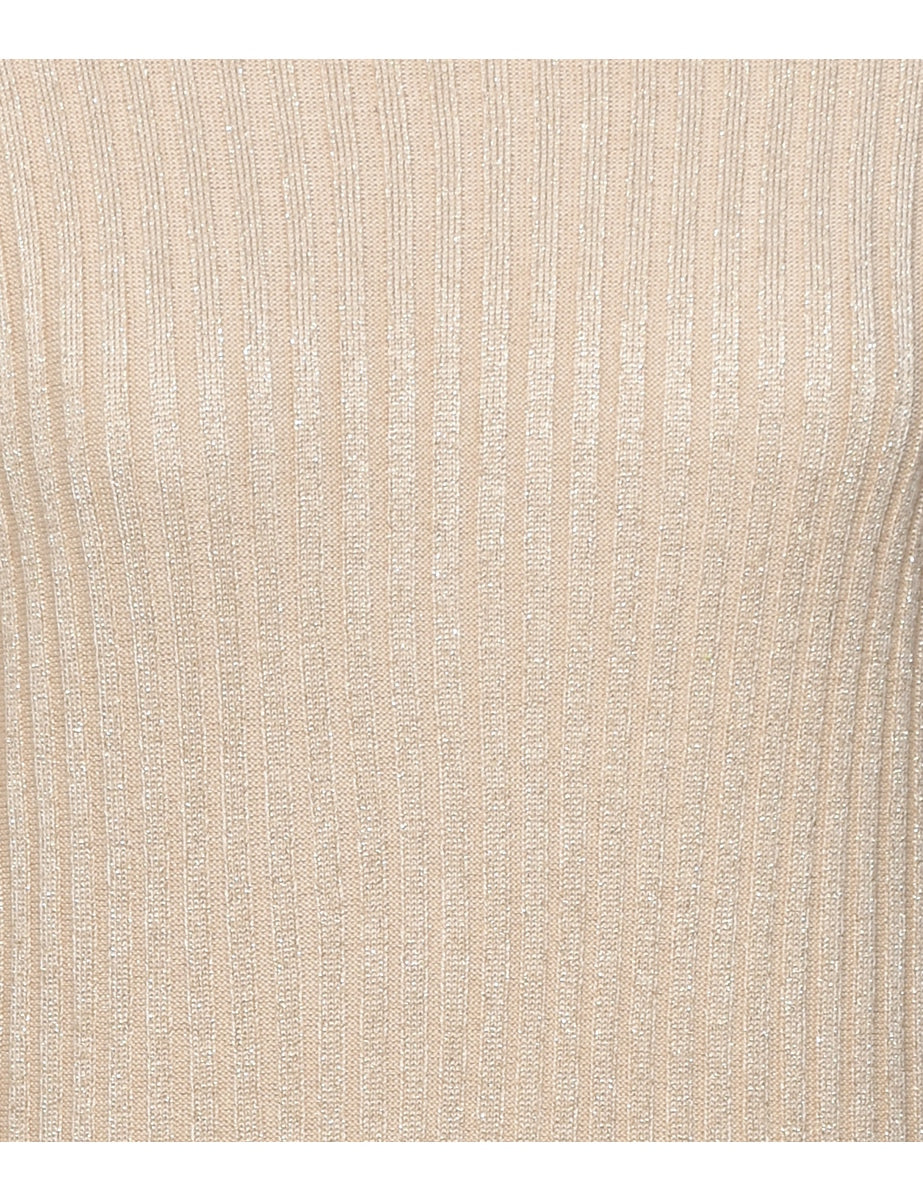 Lurex Thread Pattern Turtleneck Jumper - M