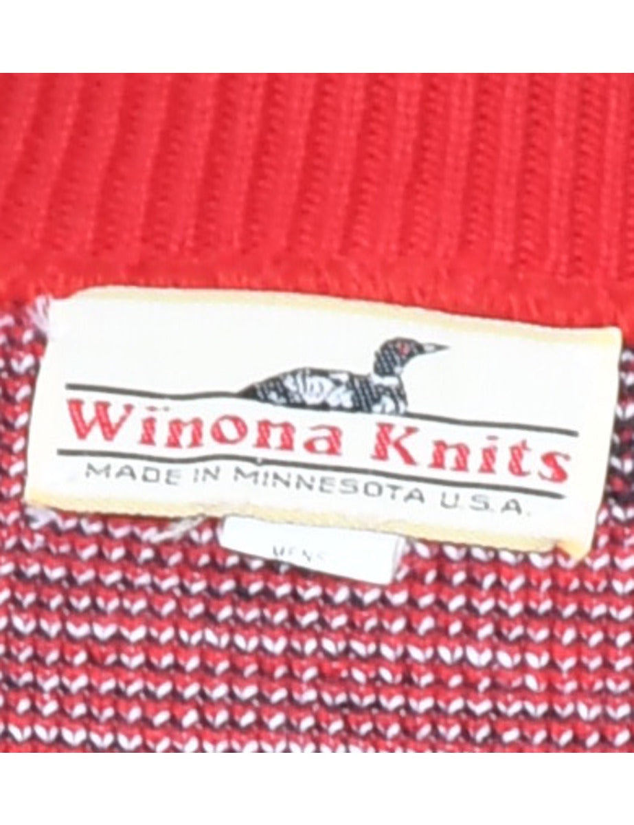 Patterned Red Jumper - L