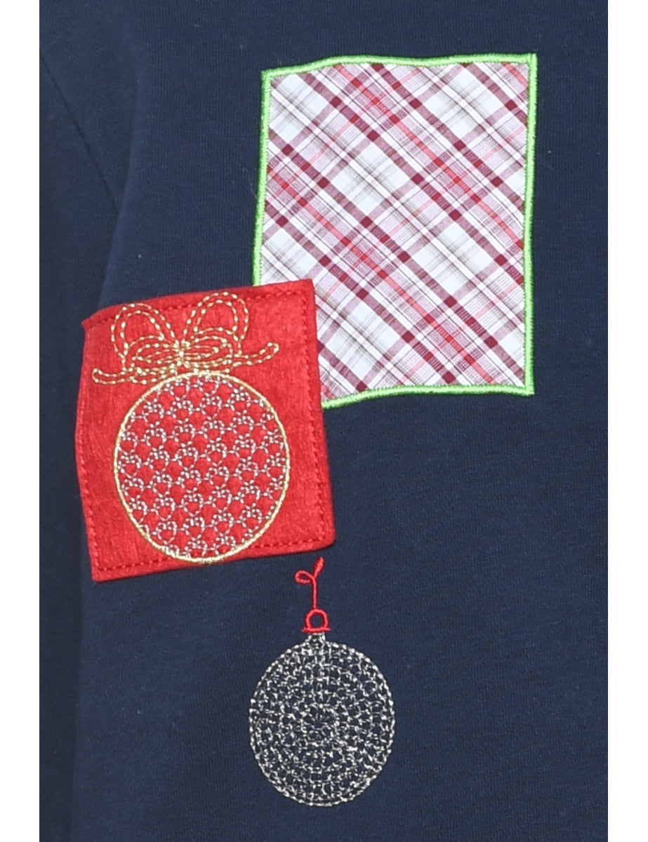 Embroidered Christmas Sweatshirt - M