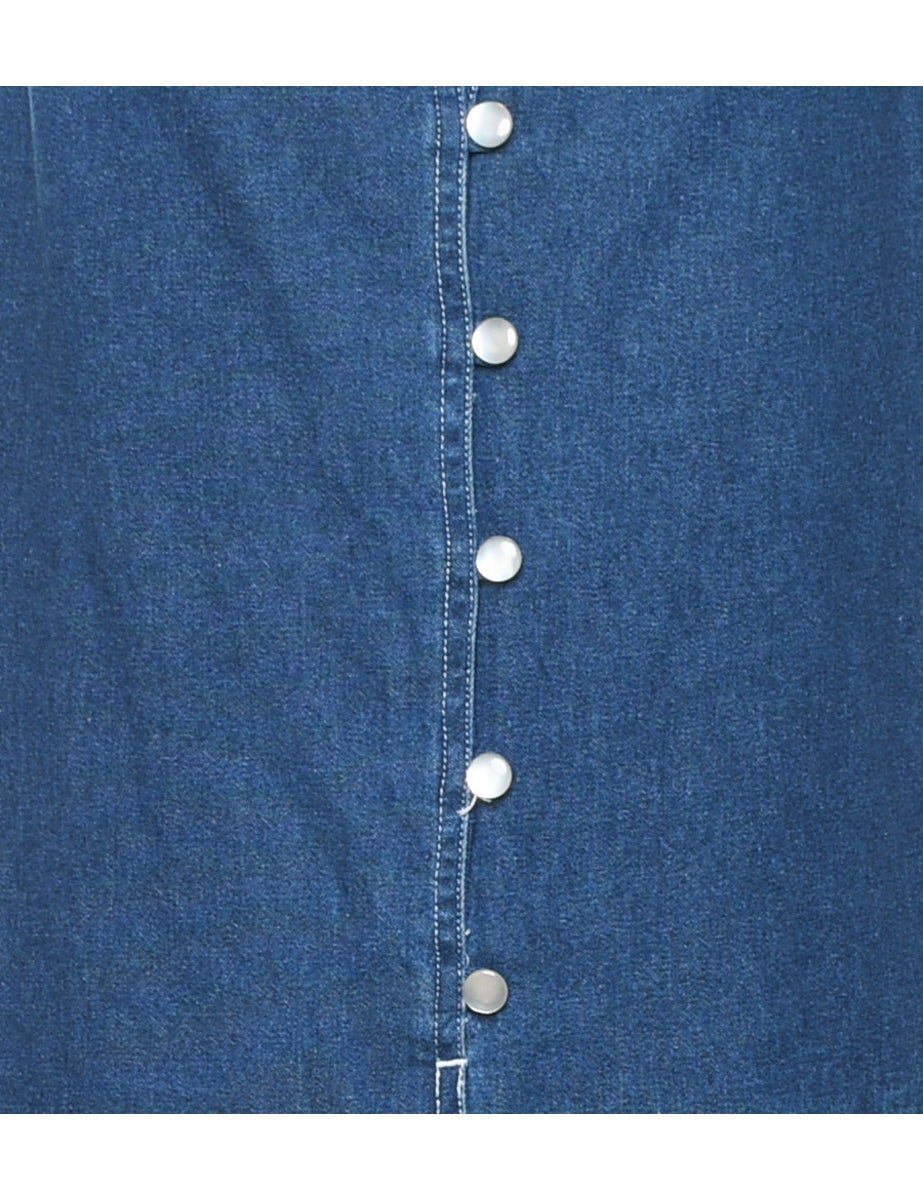 Medium Wash Strappy Denim Dress - XL